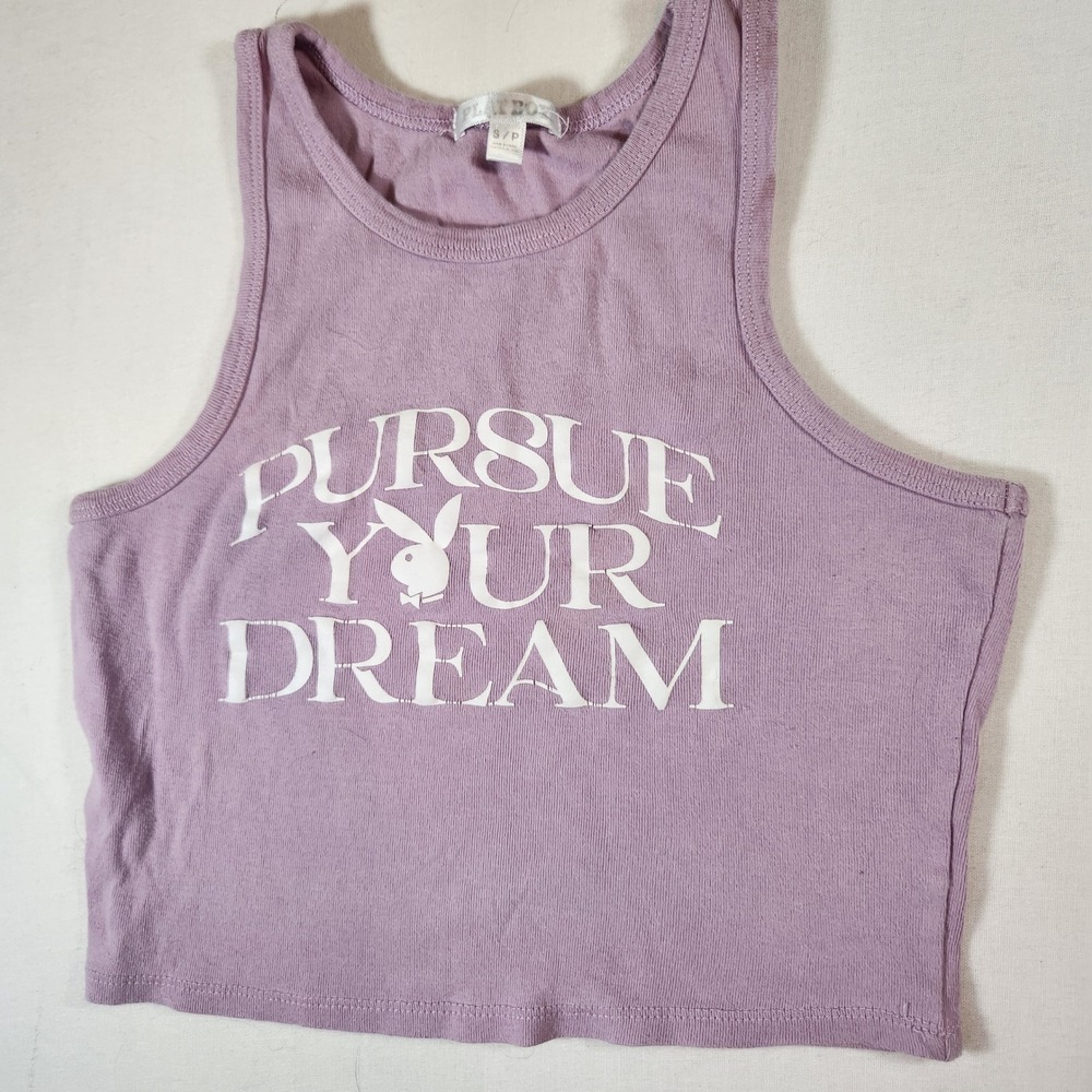 Playboy y2k Pursue Your Dream Lavender Ribbed Crop Tank Top Purple Small